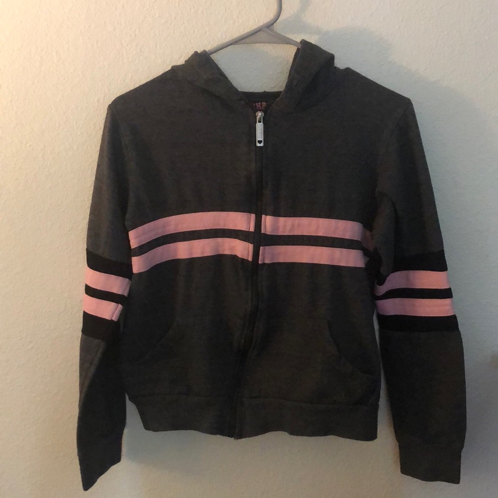 Gray and Pink Zip-up Hoodie